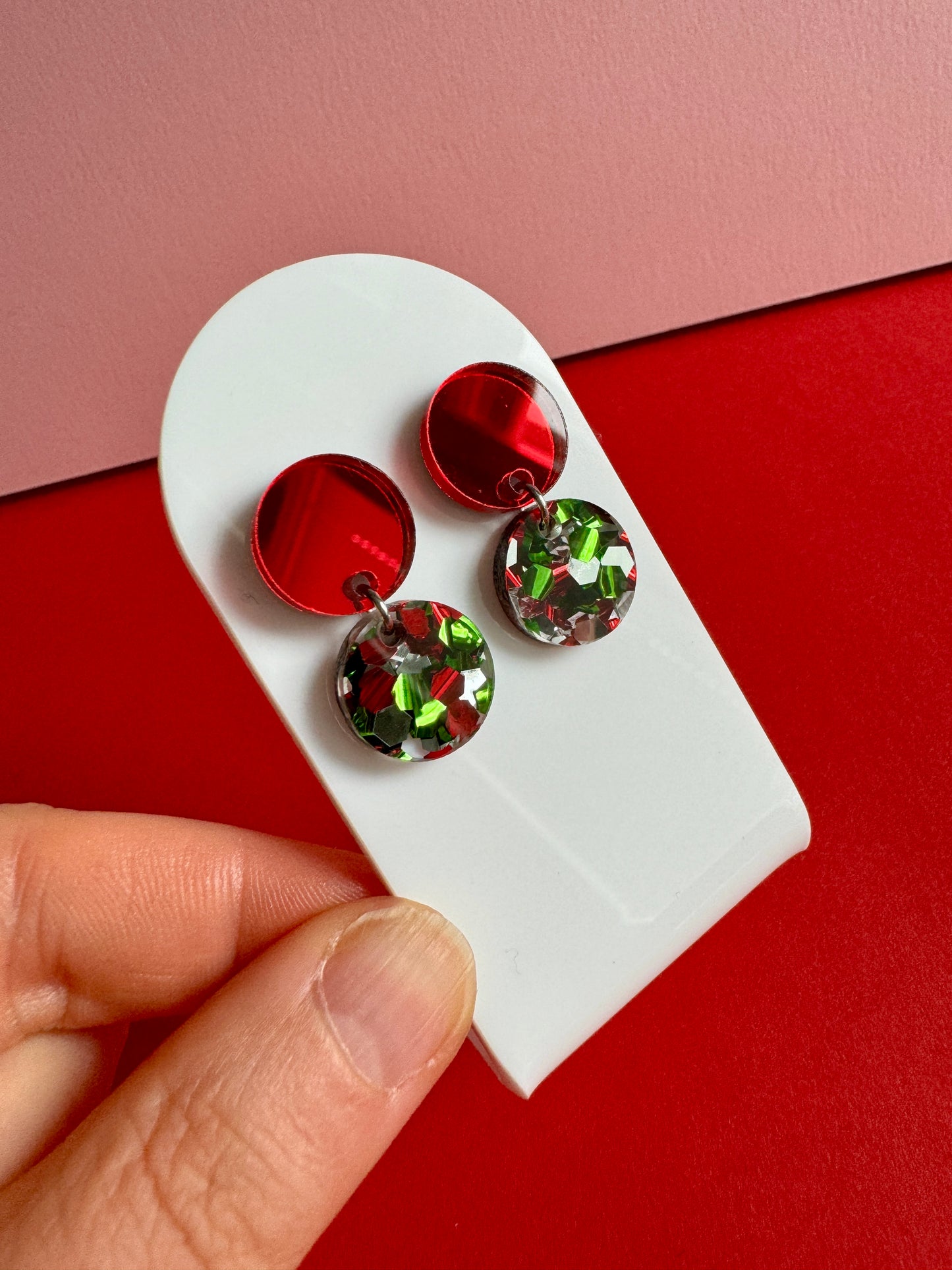 Domino-korvakorut, punainen-joulu