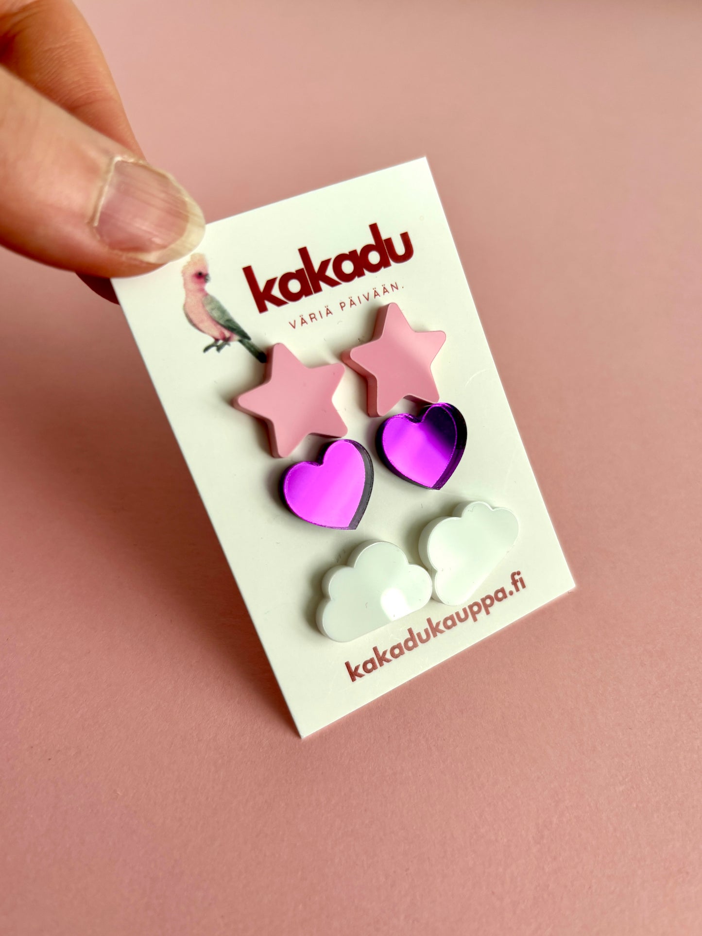 SHAPES-nappikorvakorut 3-pack, vpun-violetti-valkoinen