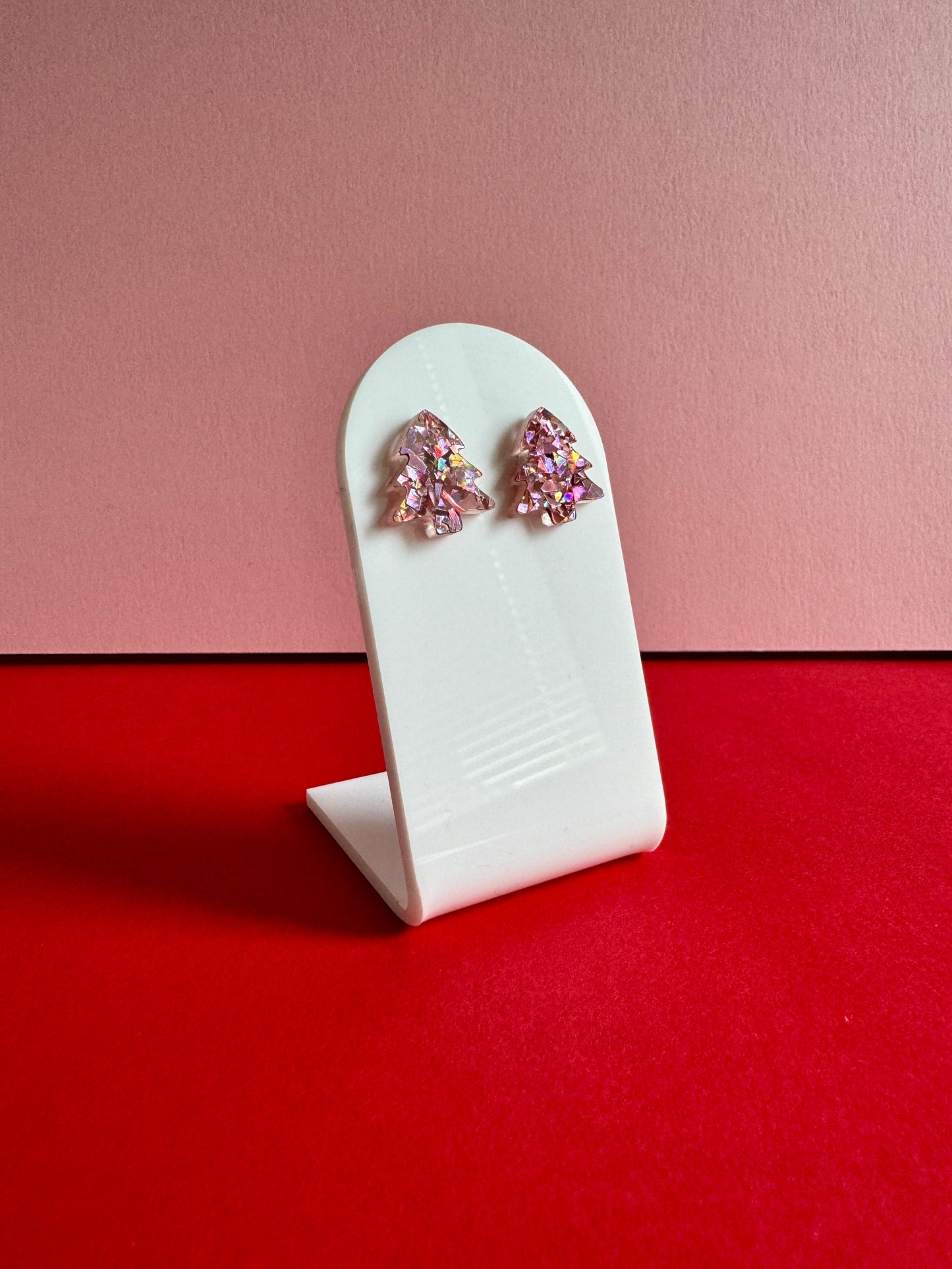 Joulukuusi-nappikorvakorut, ruusukulta