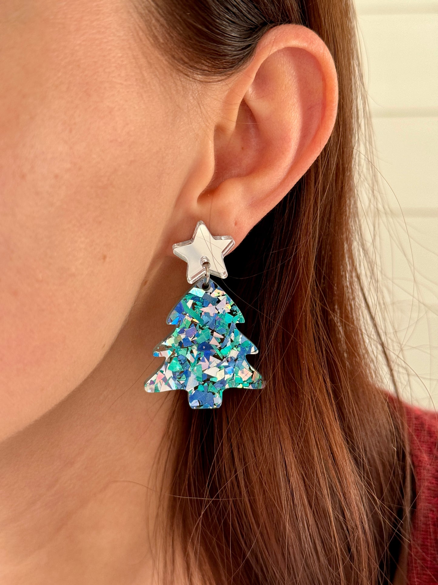 Joulukuusi-korvakorut, sininen