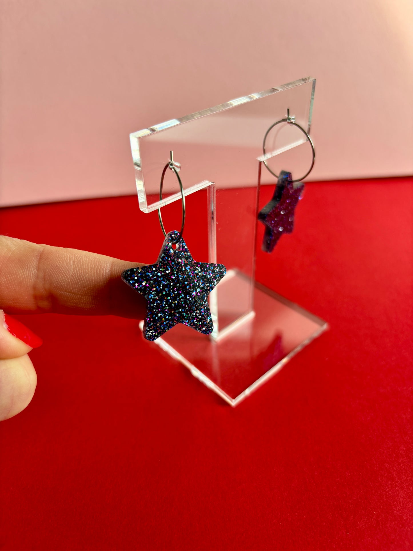 Tähti-korvakorut, kosmos glitter