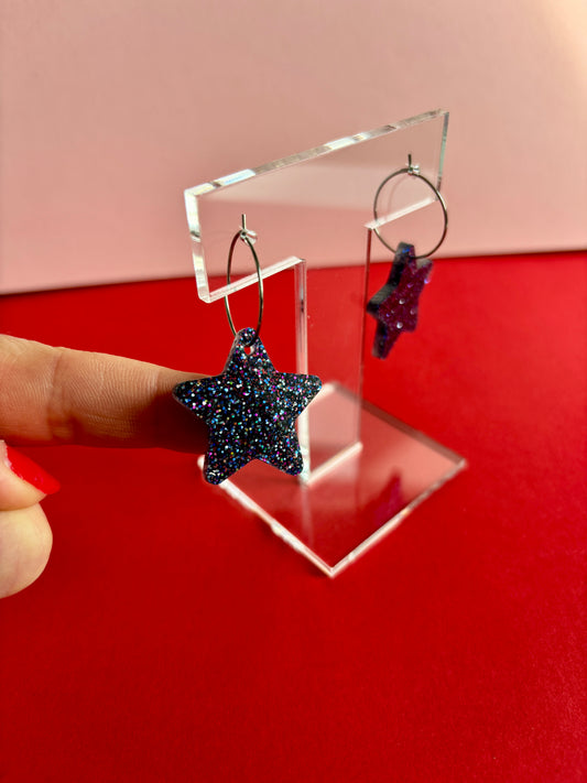 Tähti-korvakorut, kosmos glitter