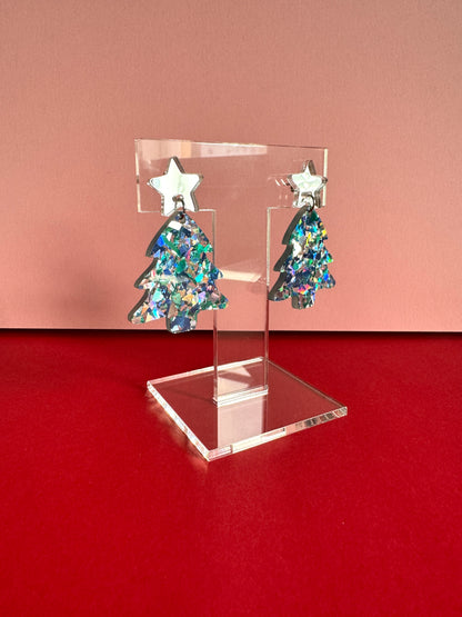 Joulukuusi-korvakorut, sininen