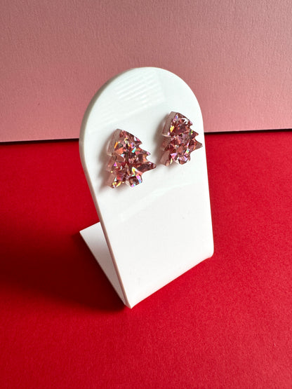 Joulukuusi-nappikorvakorut, ruusukulta