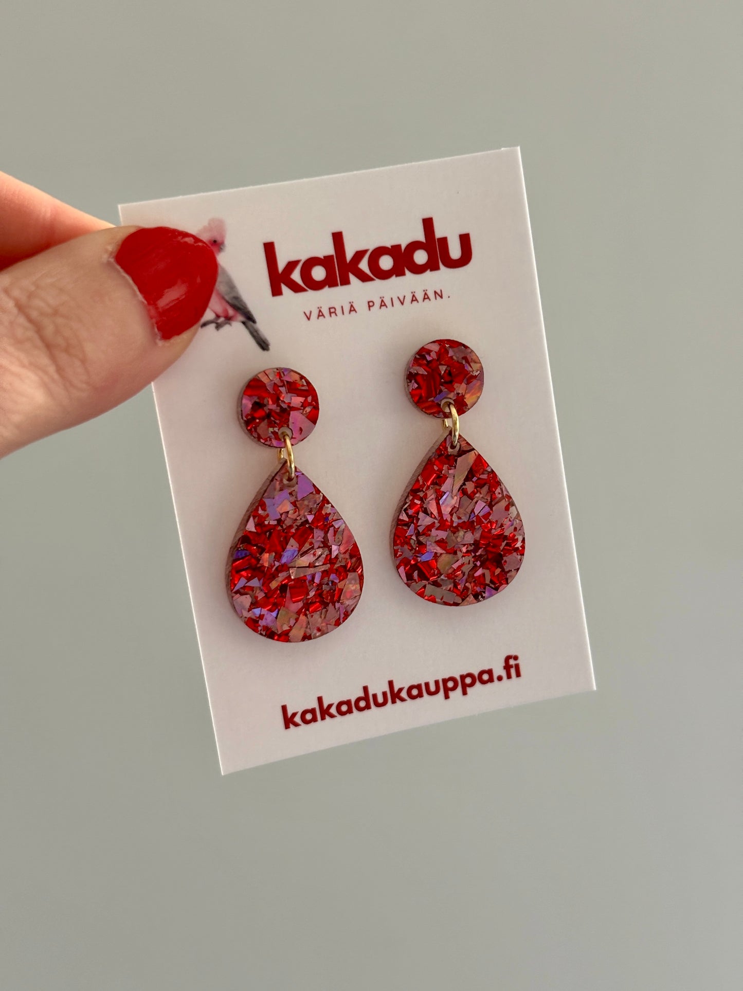 Isot Juhlapisara-korvakorut, punainen