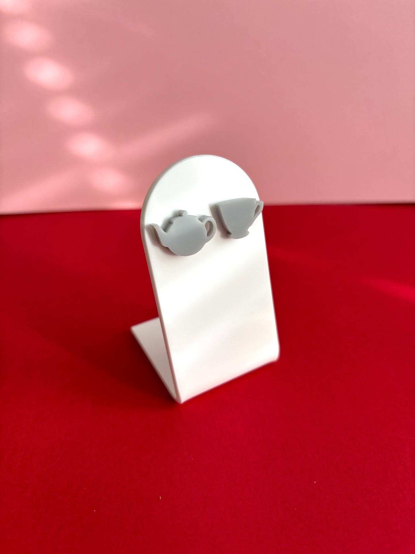 Teesetti-nappikorvakorut, harmaa