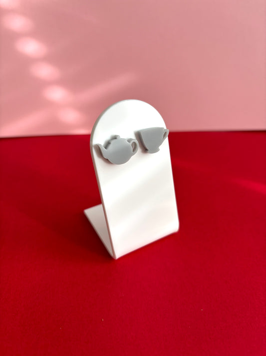 Teesetti-nappikorvakorut, harmaa