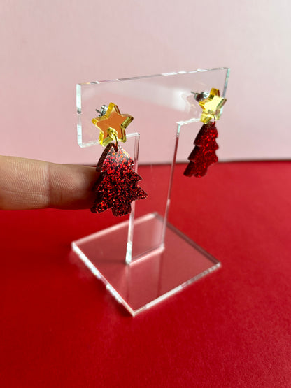 Roikkuvat glitterjoulukuuset, punainen