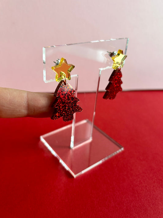 Roikkuvat glitterjoulukuuset, punainen