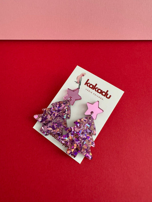 Joulukuusi-korvakorut, vaaleanpunainen