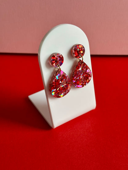 Isot Juhlapisara-korvakorut, punainen