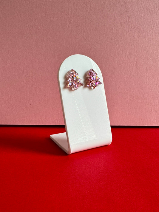 Joulukuusi-nappikorvakorut, ruusukulta