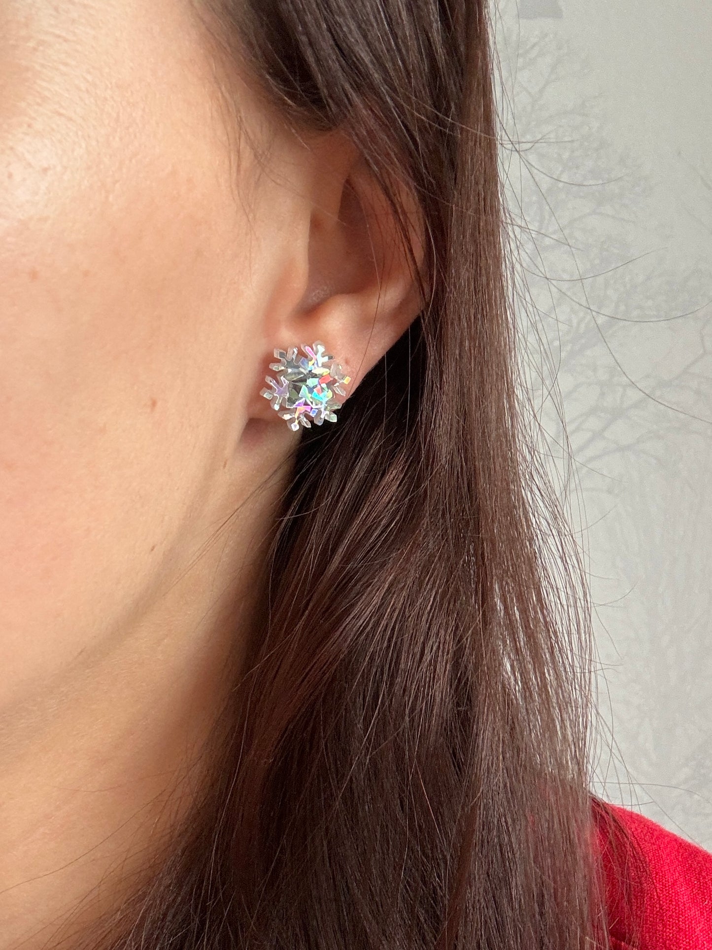 Lumihiutale-nappikorvakorut