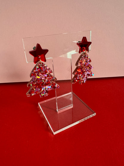 Joulukuusi-korvakorut, punainen