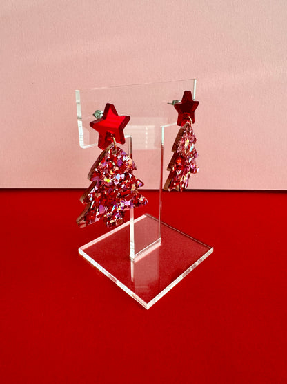 Joulukuusi-korvakorut, punainen