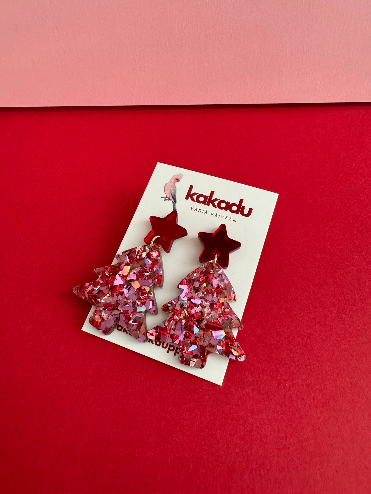 Joulukuusi-korvakorut, punainen