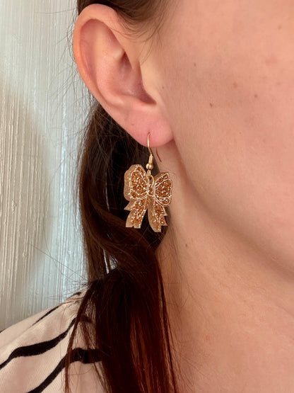 Rusetti-korvakorut, kultainen glitter