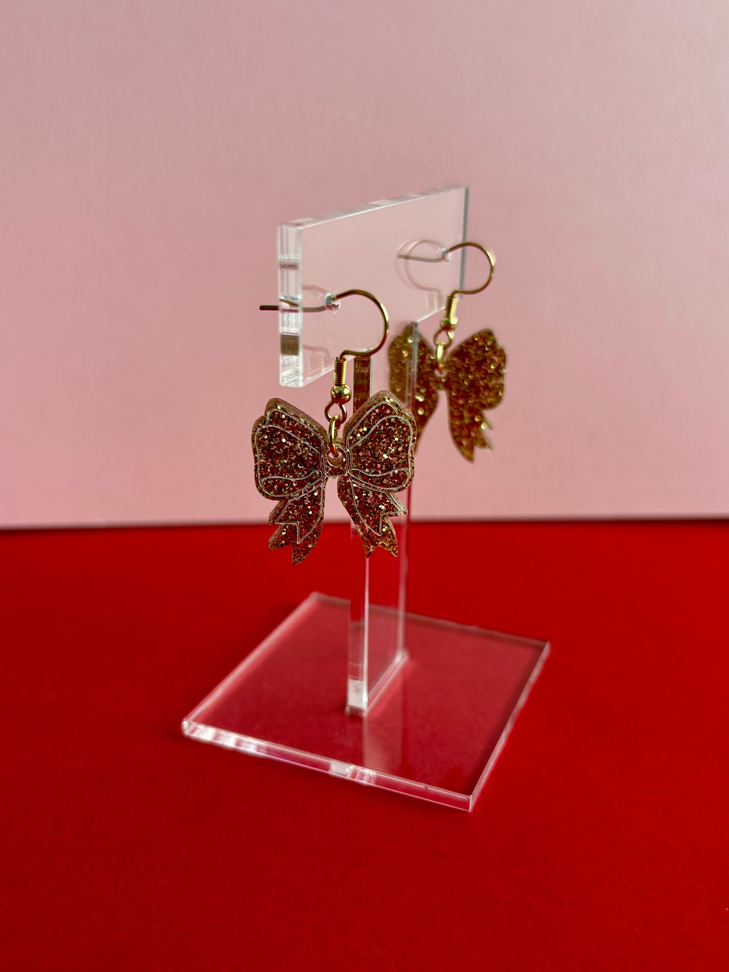 Rusetti-korvakorut, kultainen glitter