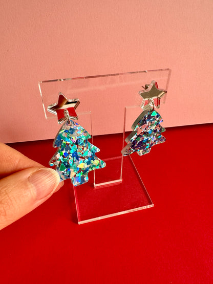 Joulukuusi-korvakorut, sininen