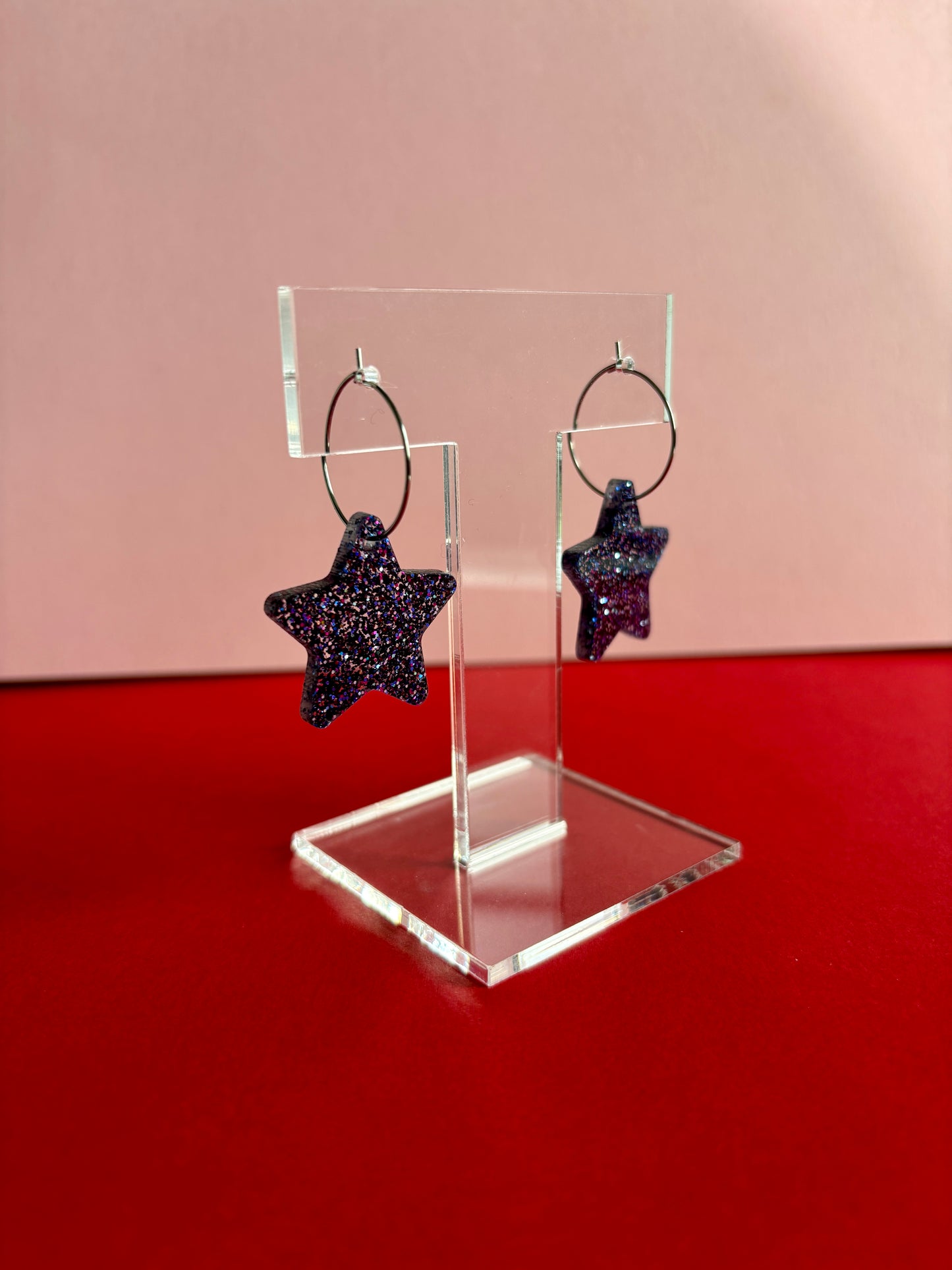 Tähti-korvakorut, kosmos glitter