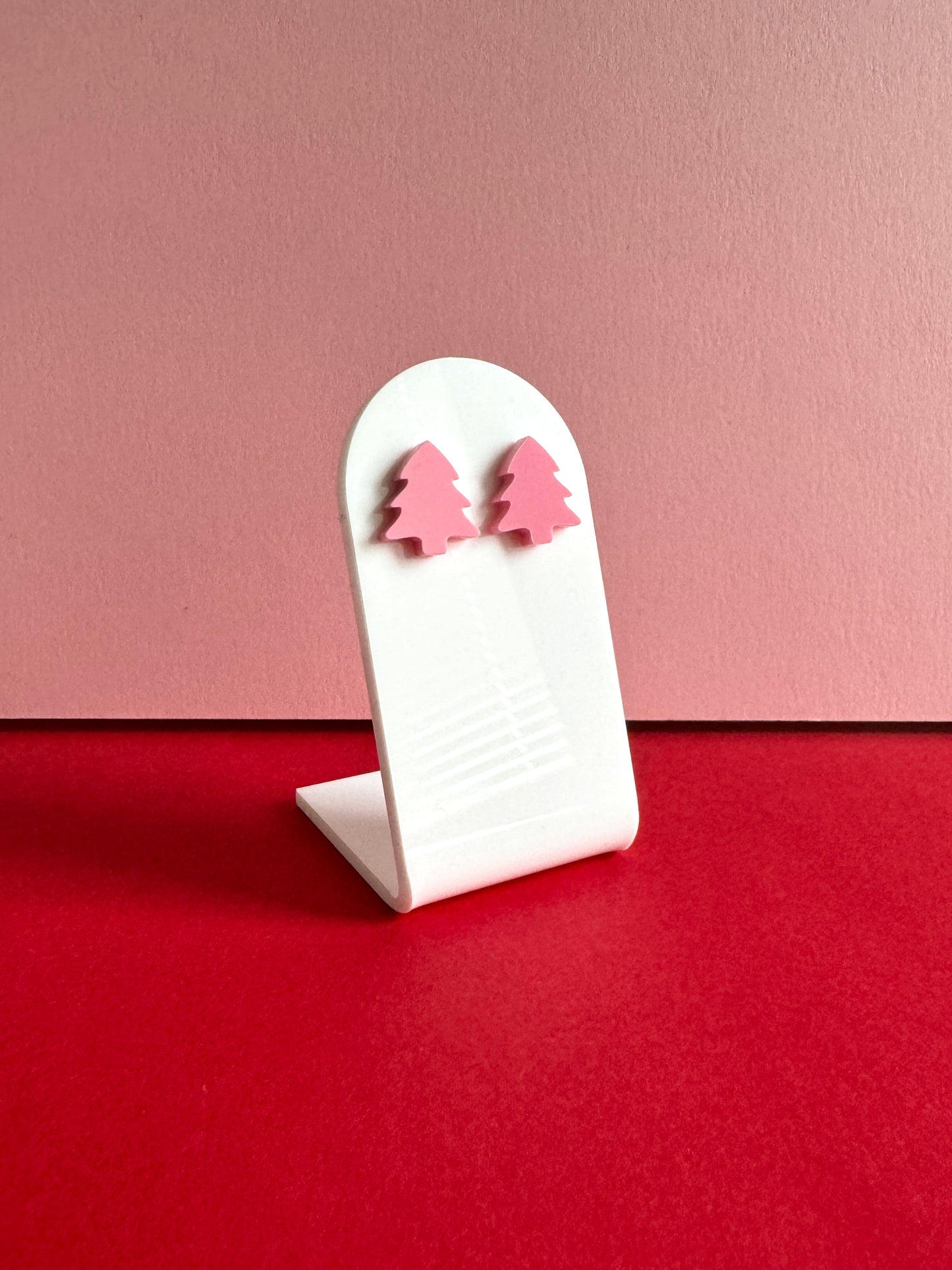 Joulukuusi-nappikorvakorut, vaaleanpunainen