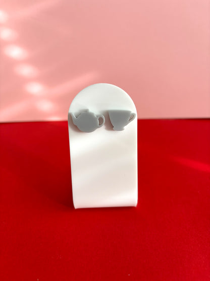 Teesetti-nappikorvakorut, harmaa