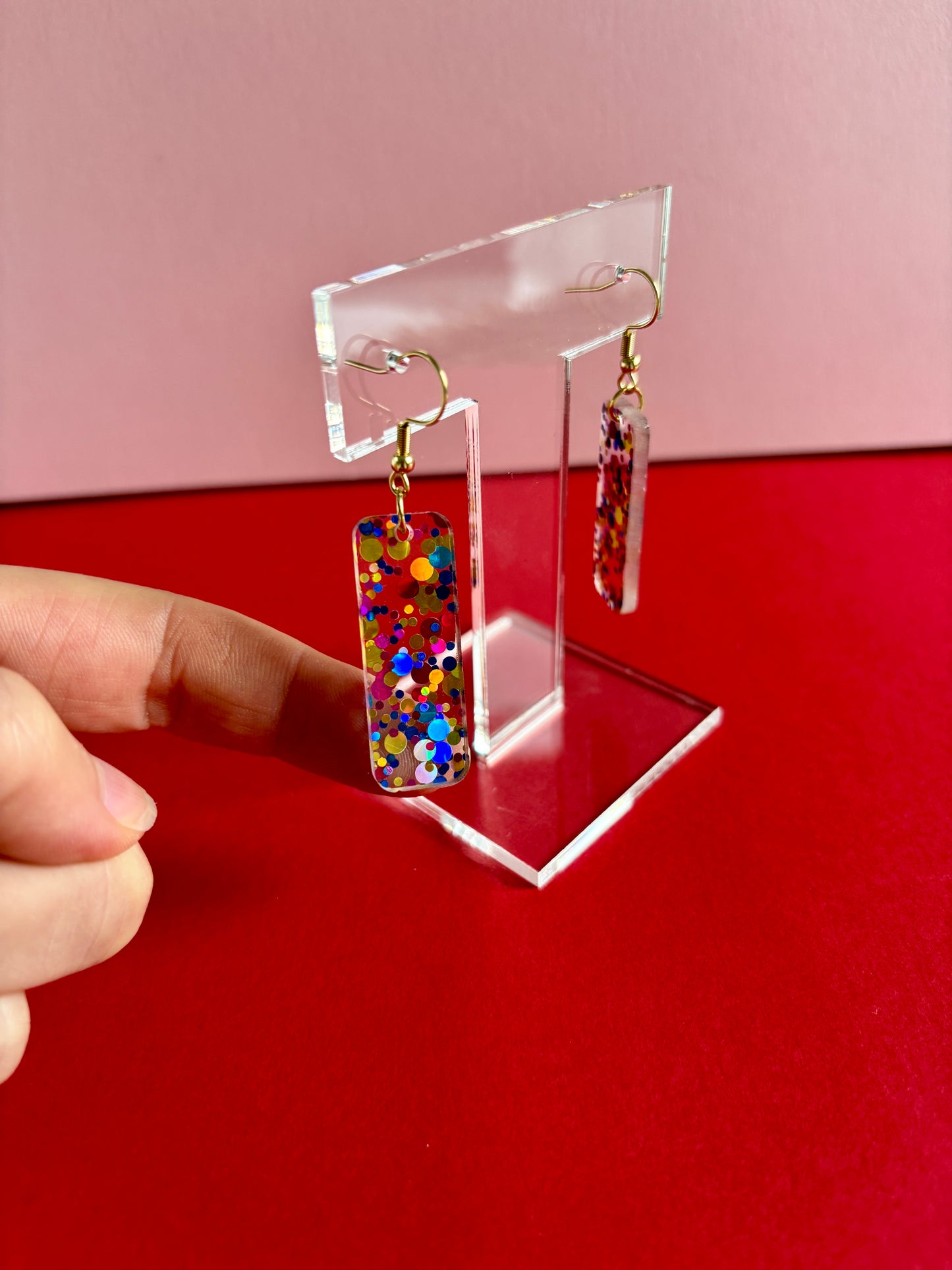 Kosketin-korvakorut, sininen-konfetti