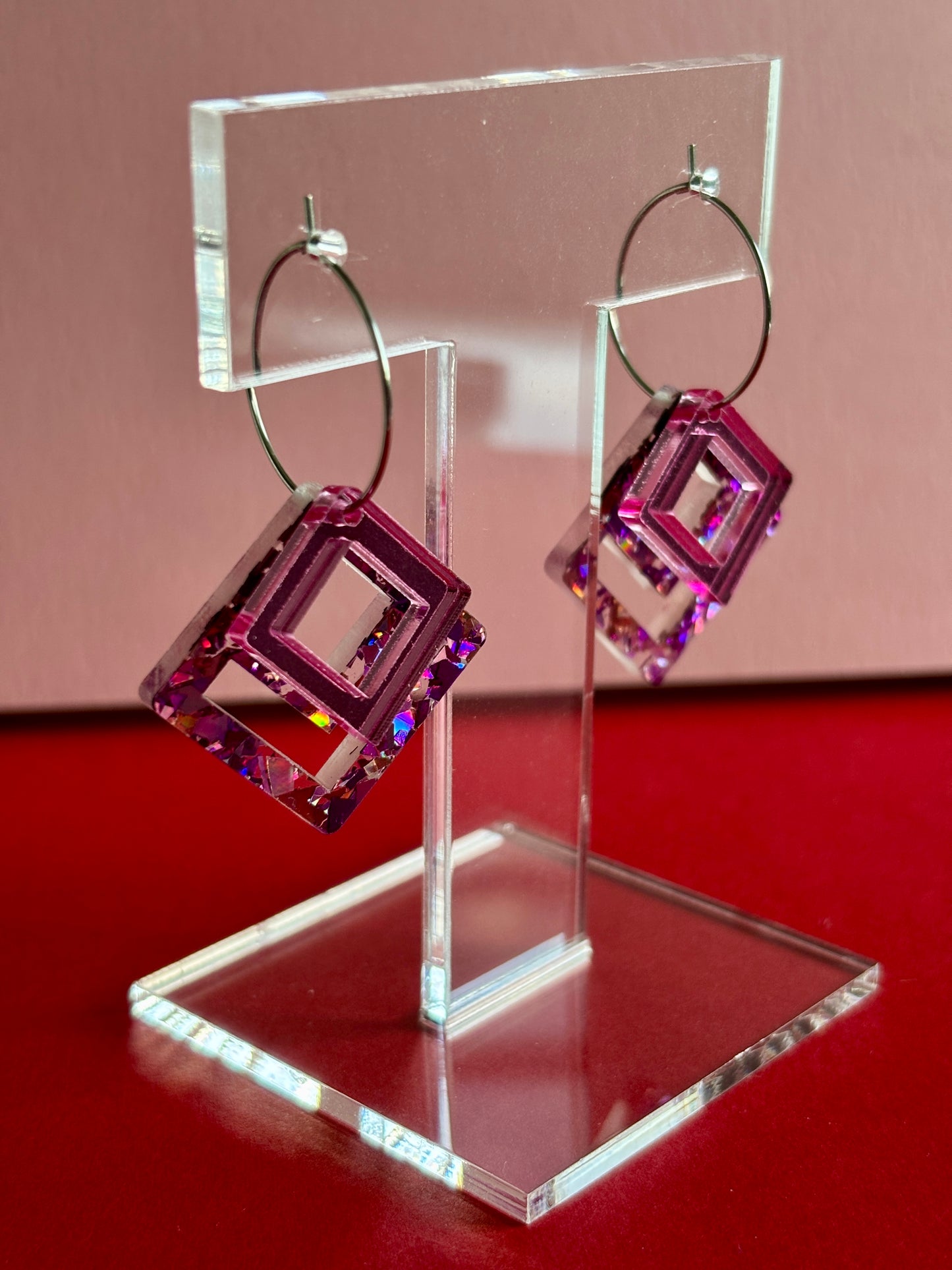 Macrame-korvakorut, vaaleanpunainen