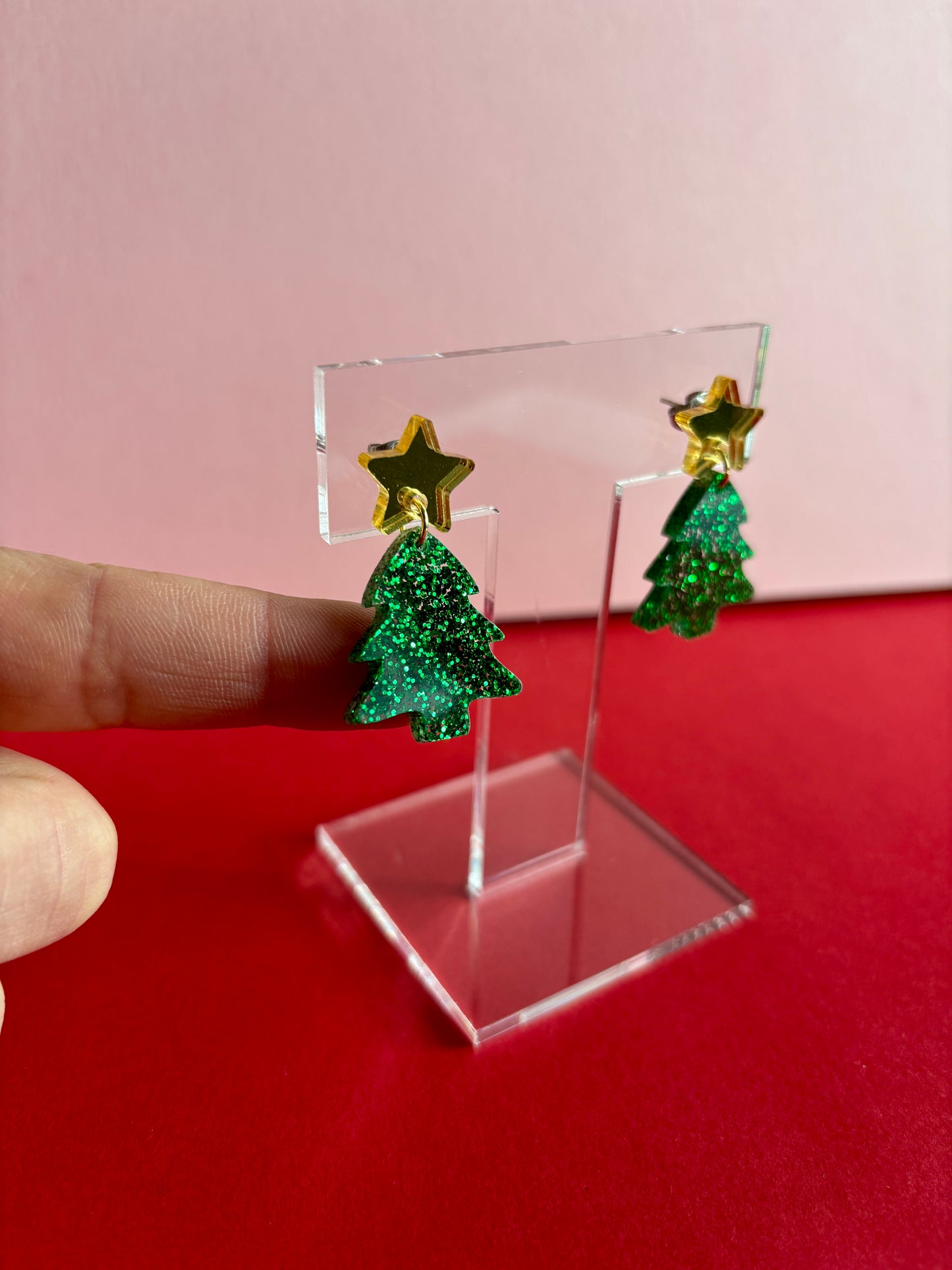 Roikkuvat glitterjoulukuuset, vihreä