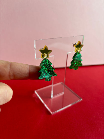 Roikkuvat glitterjoulukuuset, vihreä