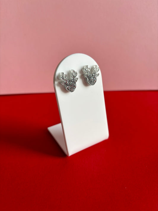 Poro-nappikorvakorut, hopea glitter