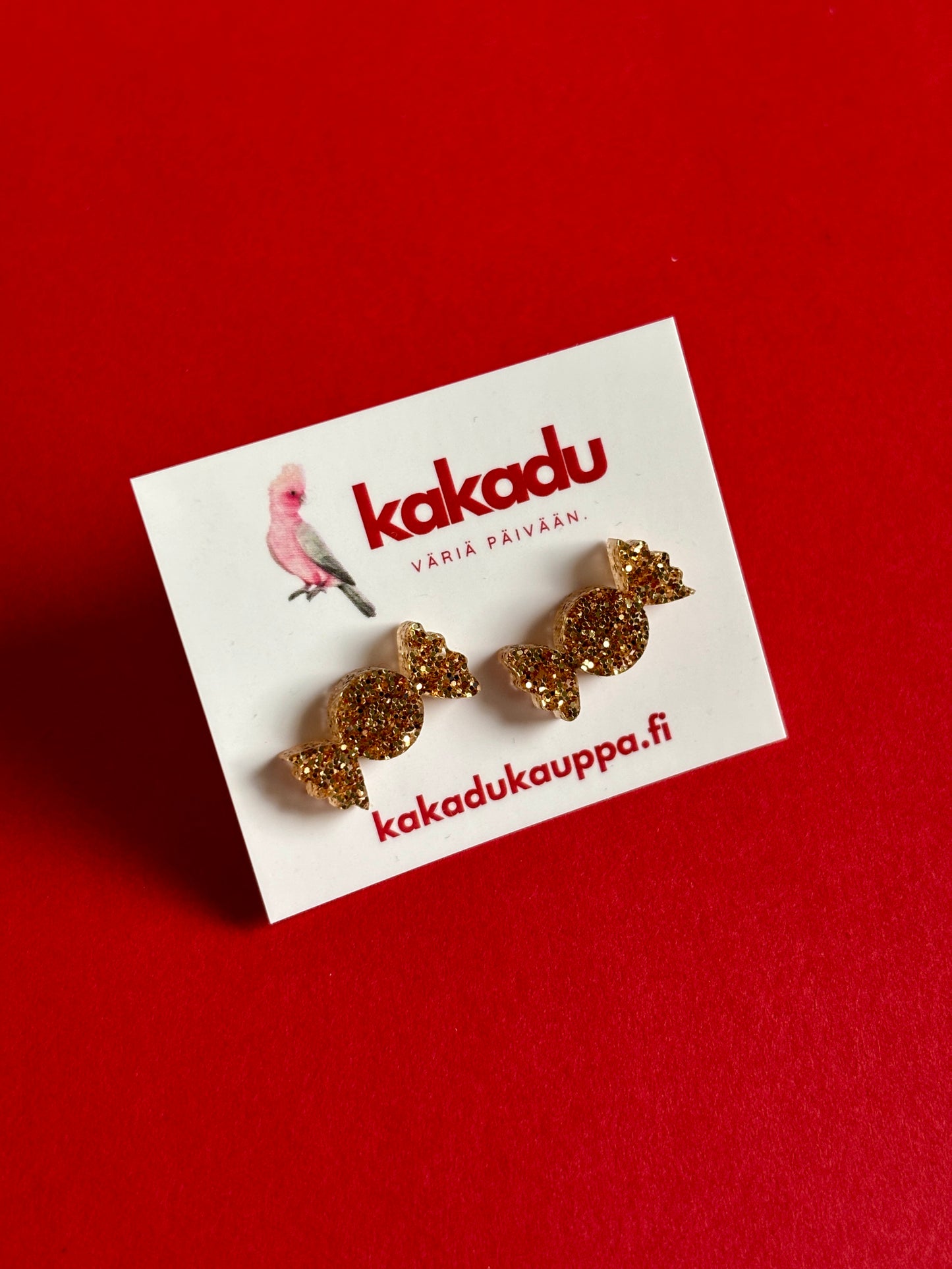 Karkki-nappikorvakorut, kulta glitter