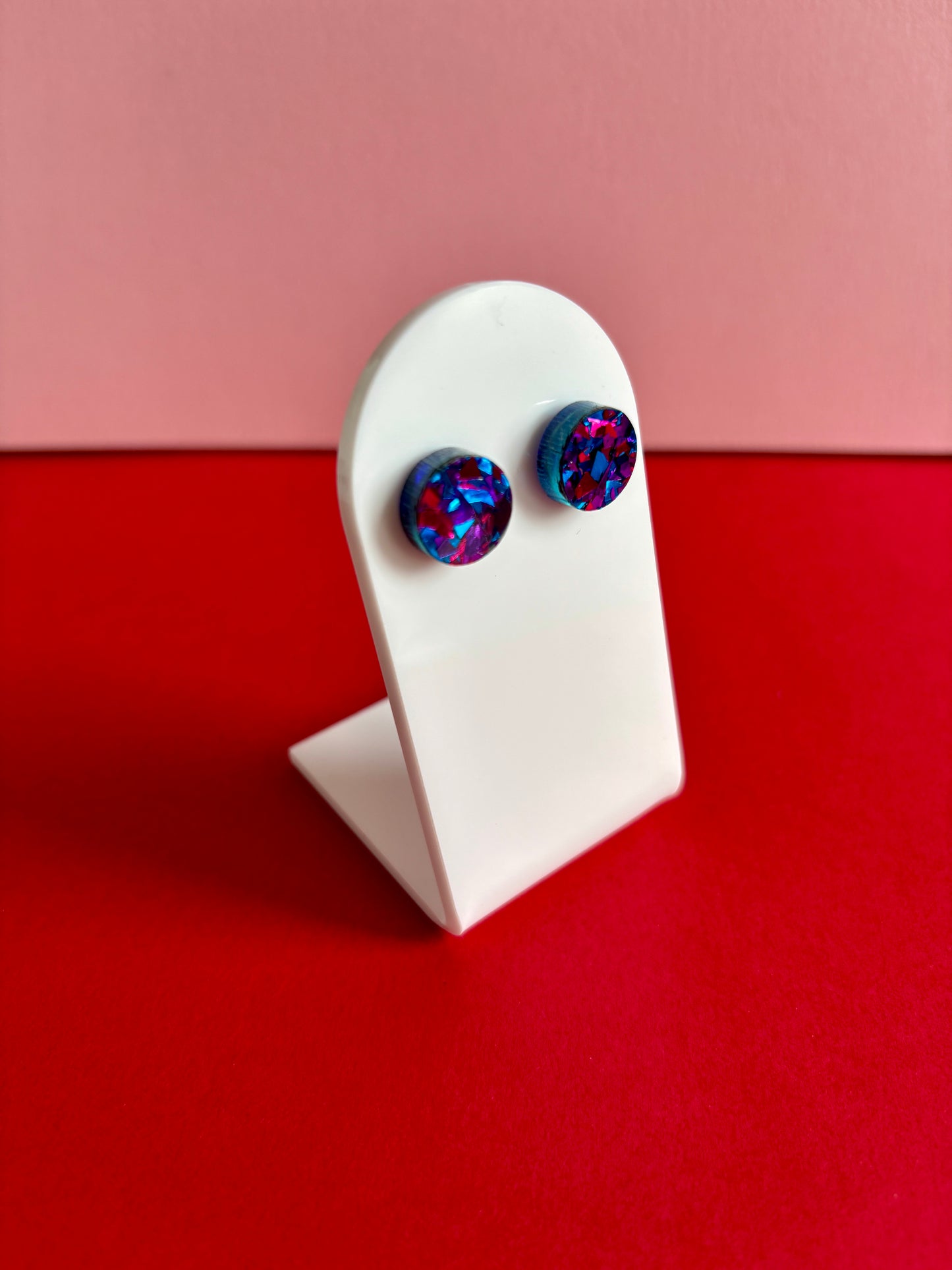 Pyöreät nappikorvakorut, jalokivi