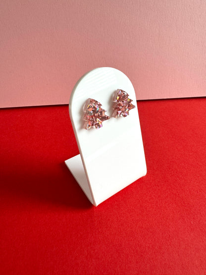 Joulukuusi-nappikorvakorut, ruusukulta