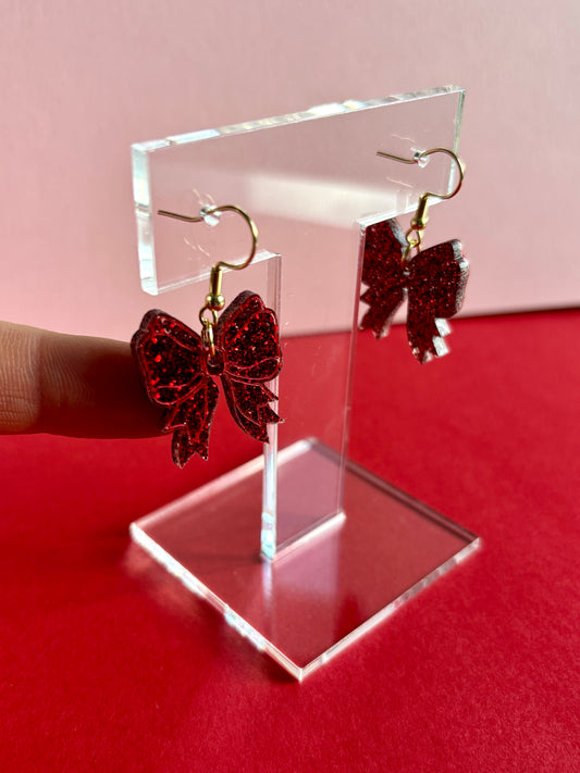 Rusetti-korvakorut, punainen glitter