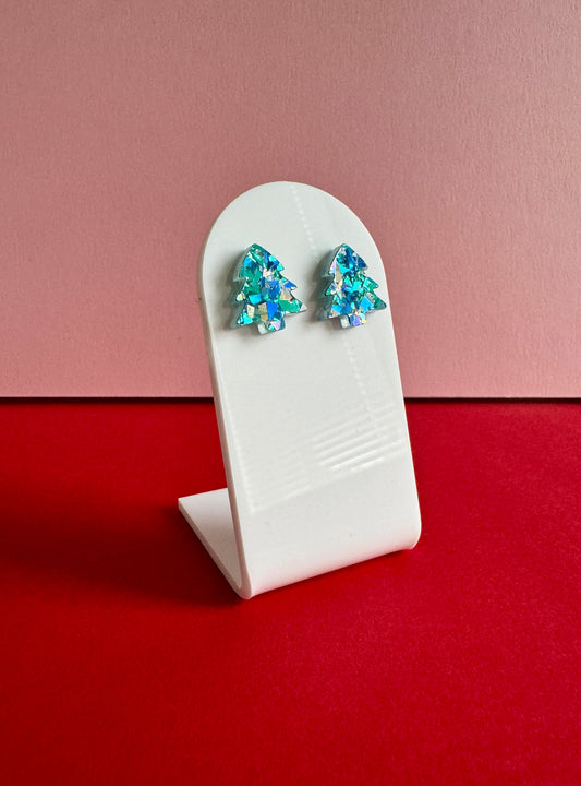 Joulukuusi-nappikorvakorut, sininen