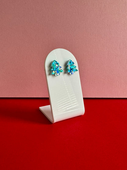 Joulukuusi-nappikorvakorut, sininen