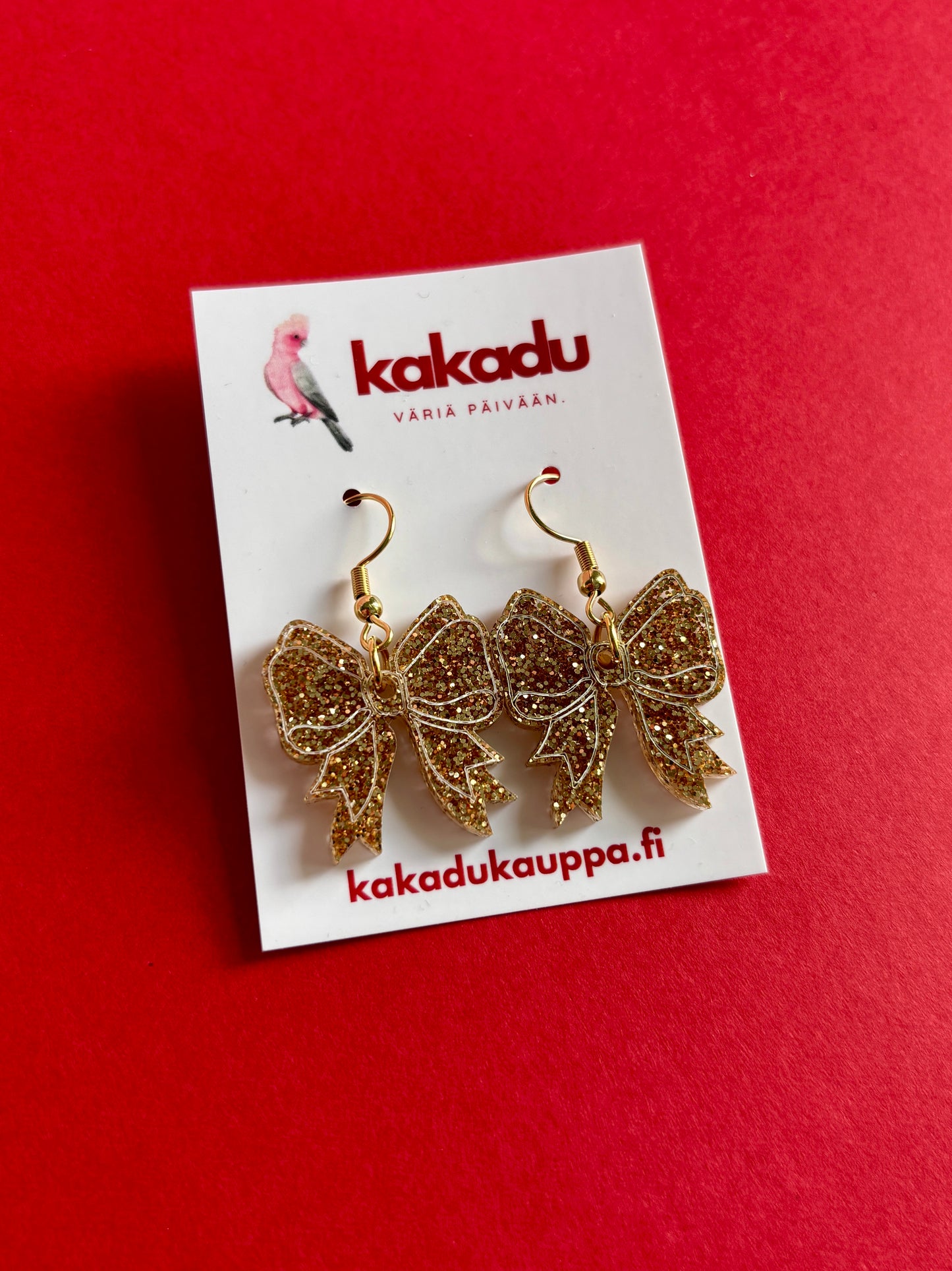 Rusetti-korvakorut, kultainen glitter