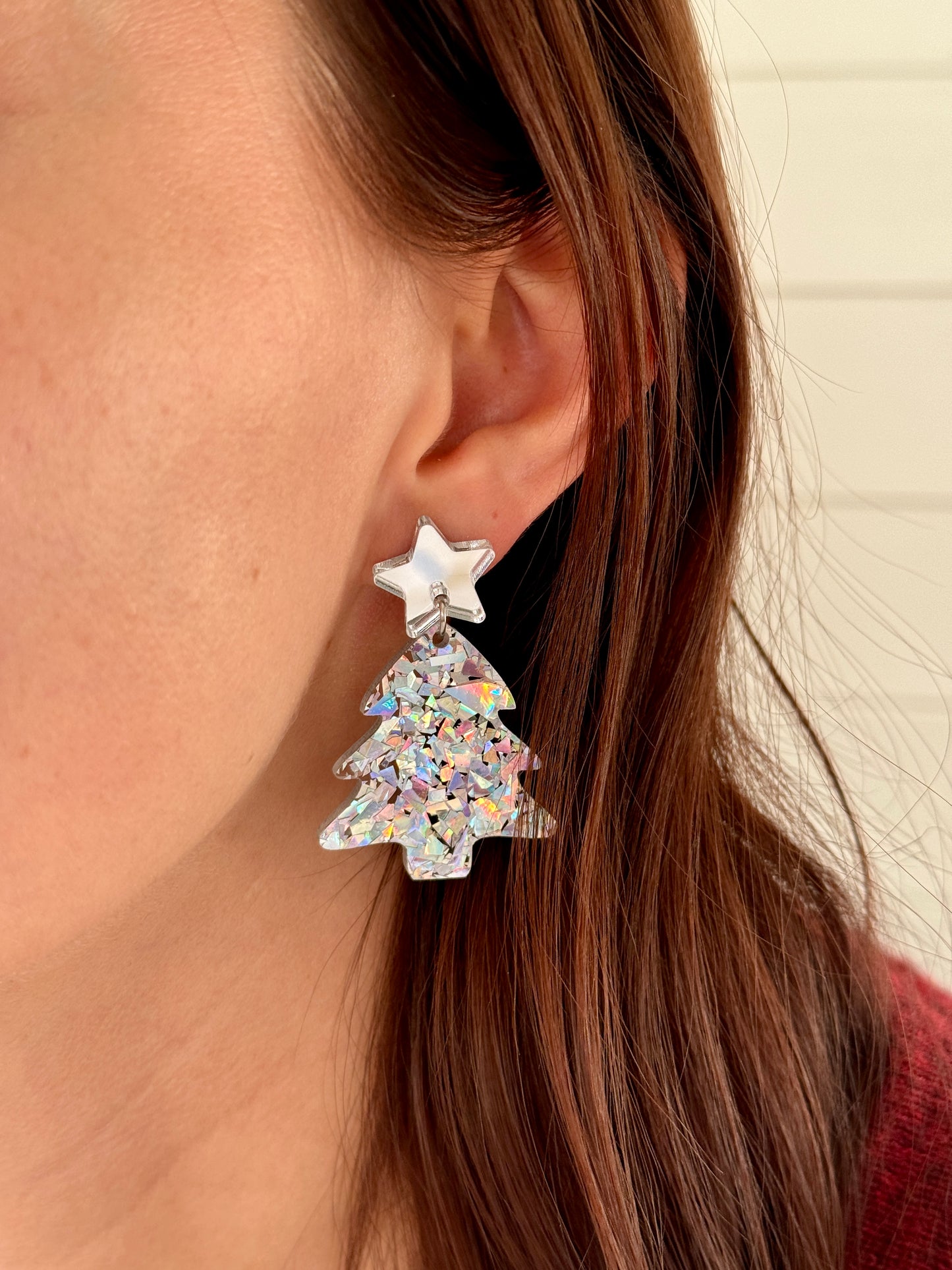 Joulukuusi-korvakorut, hopea