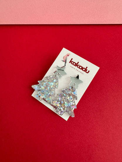 Joulukuusi-korvakorut, hopea