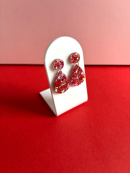 Isot Juhlapisara-korvakorut, punainen