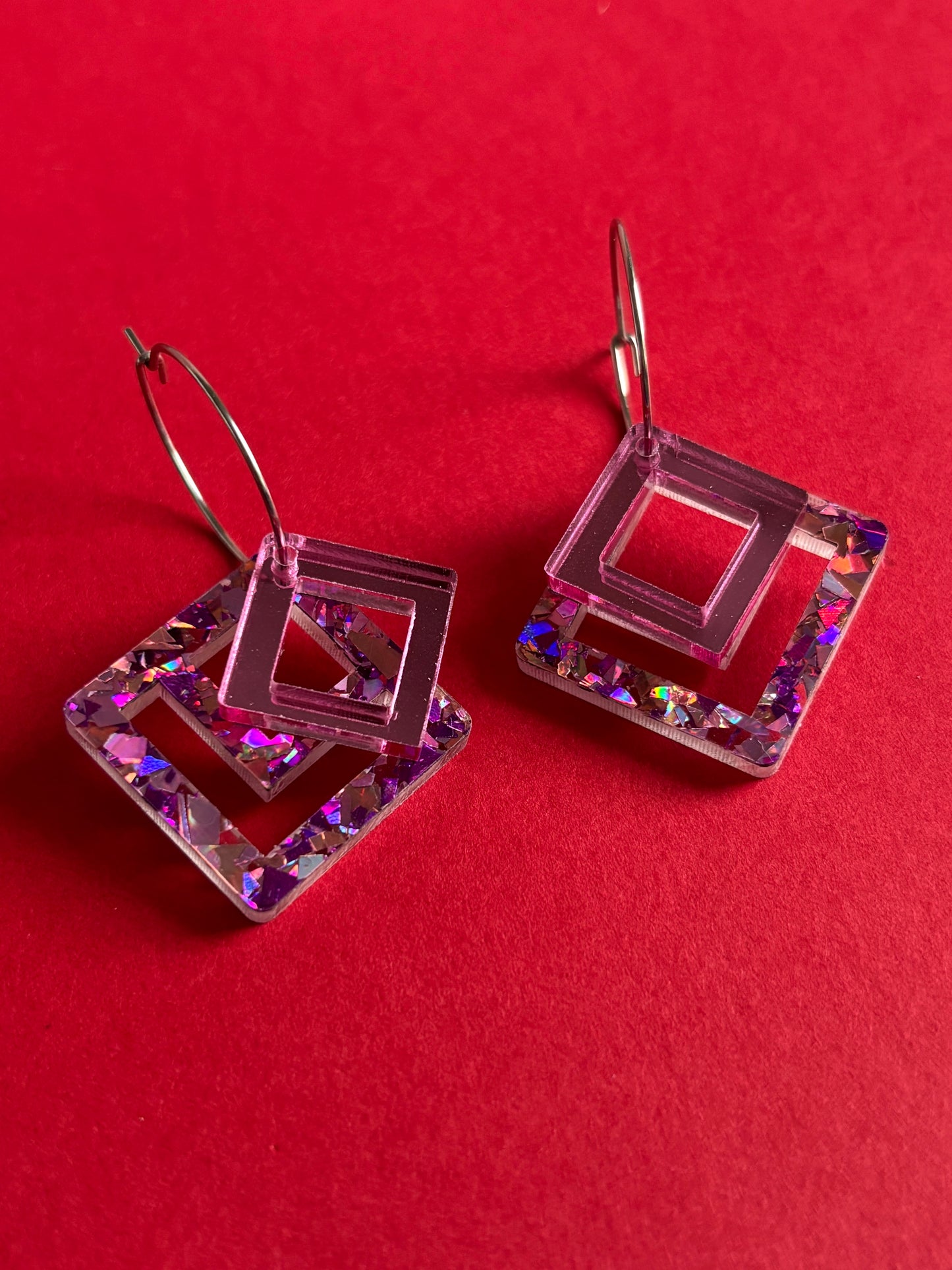 Macrame-korvakorut, vaaleanpunainen