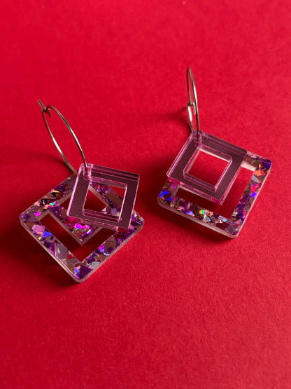 Macrame-korvakorut, vaaleanpunainen