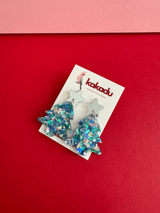 Joulukuusi-korvakorut, sininen