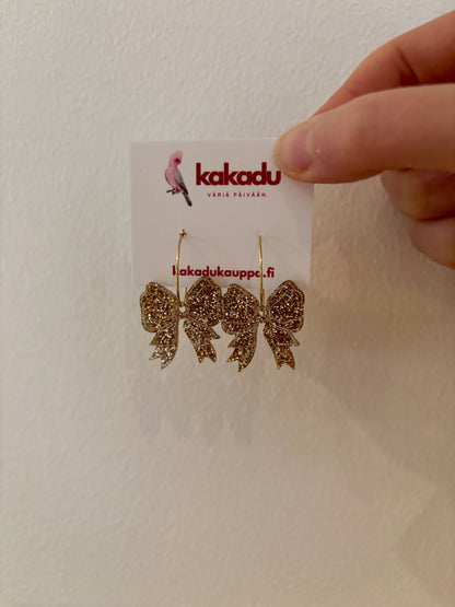 Rusetti-korvakorut, kultainen glitter