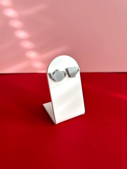 Teesetti-nappikorvakorut, harmaa