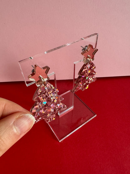 Joulukuusi-korvakorut, ruusukulta