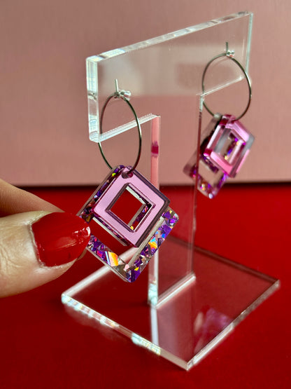 Macrame-korvakorut, vaaleanpunainen