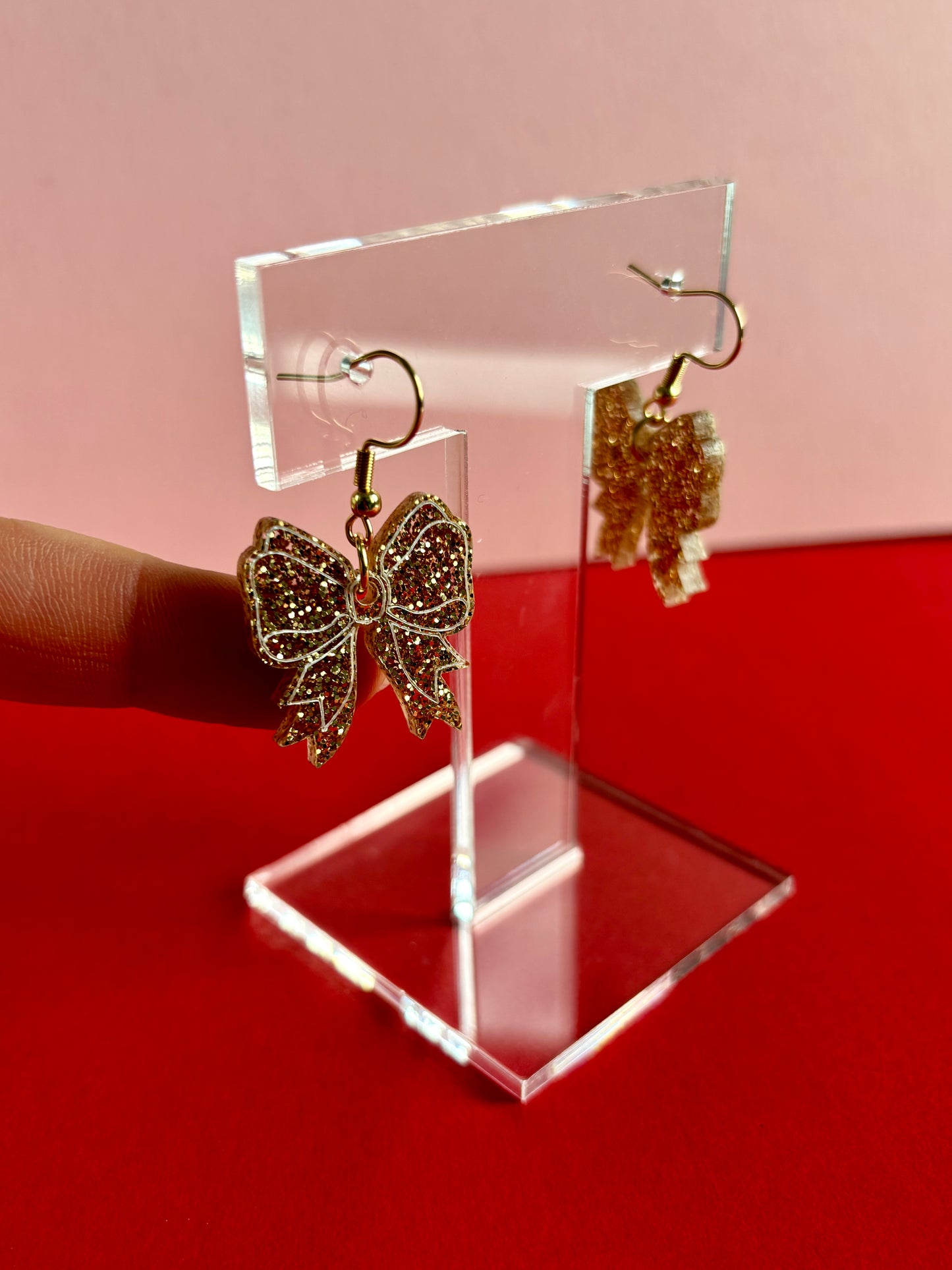 Rusetti-korvakorut, kultainen glitter