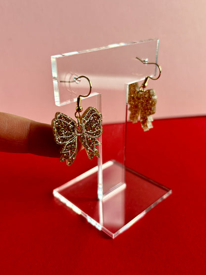 Rusetti-korvakorut, kultainen glitter